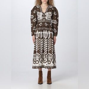 Sea New York Brown and White Printed Maxi Dress